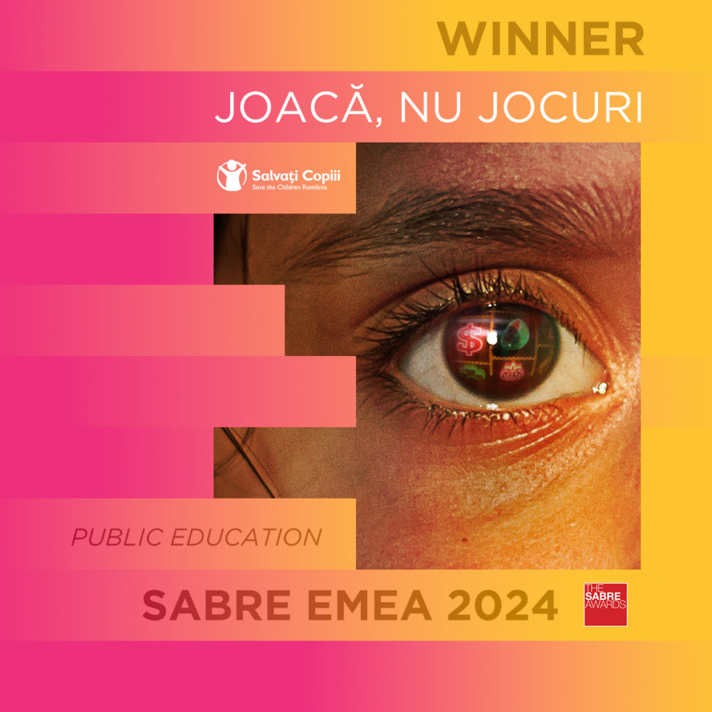 Image for Campania Salvaţi Copiii Joacă, nu jocuri, semnată de Golin România, premiată la SABRE AWARDS EMEA 2024 