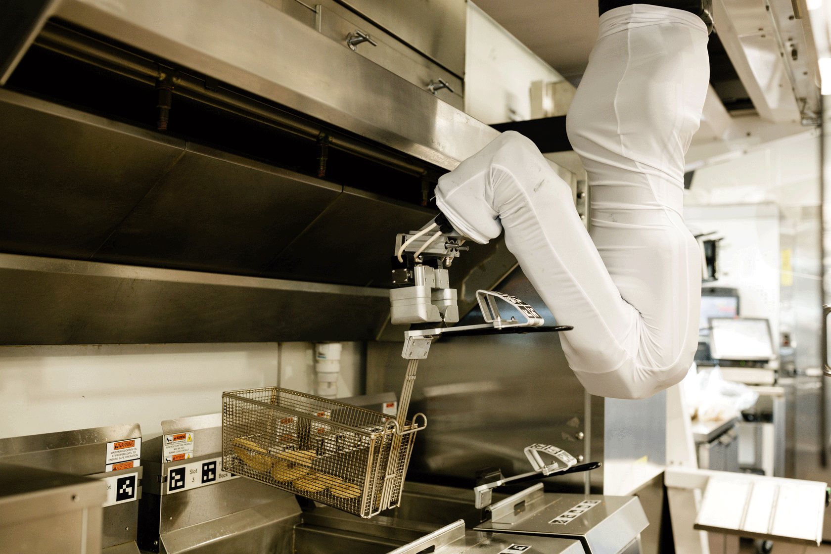 close-up of Flippy, the autonomous kitchen assistant