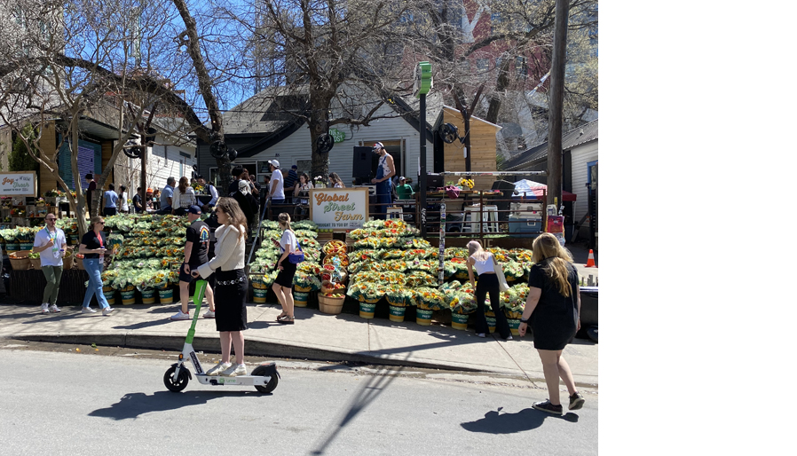 farmers market with fresh produce stand